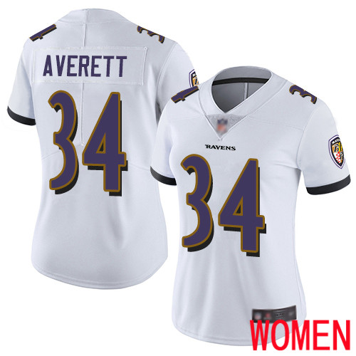 Baltimore Ravens Limited White Women Anthony Averett Road Jersey NFL Football #34 Vapor Untouchable